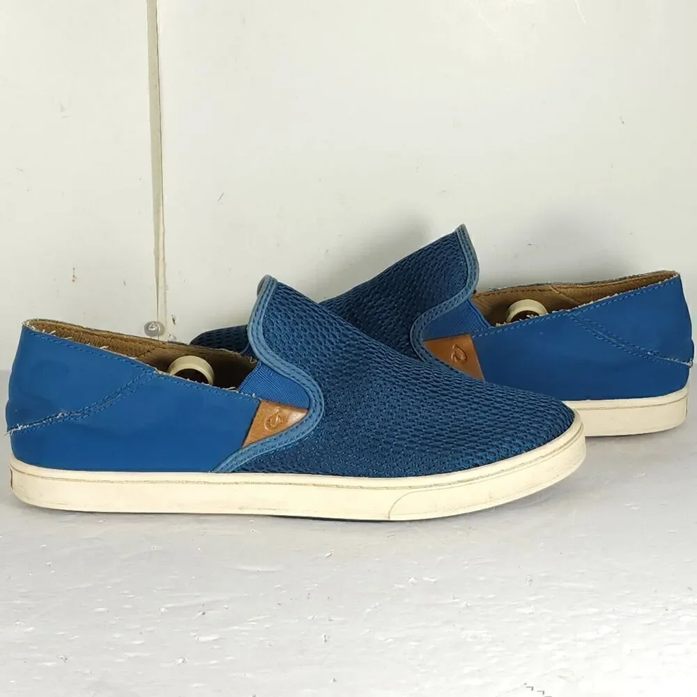 Olukai Women's Pehuea US9,5 Blue Flat Slip On Loafer Sneakers Shoes